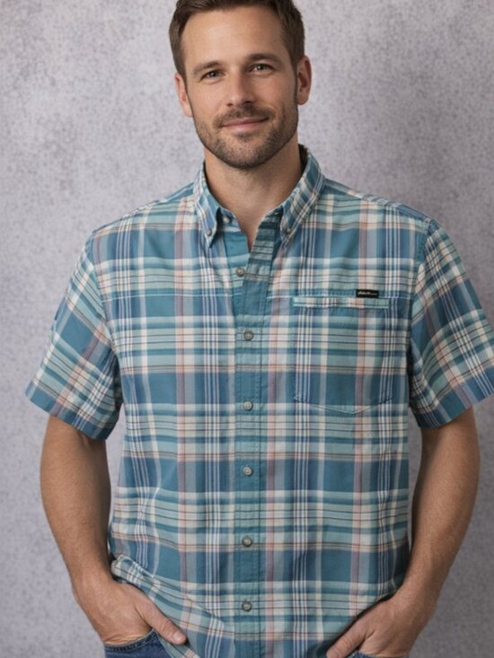 Eddie Bauer Other - Eddie Bauer Travex Plaid Short Sleeve Button Down Shirt
